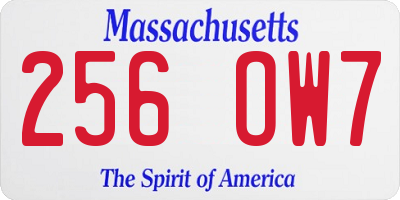MA license plate 256OW7