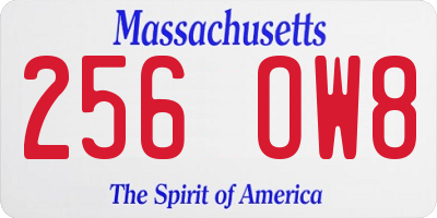 MA license plate 256OW8