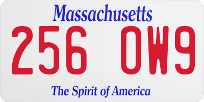 MA license plate 256OW9