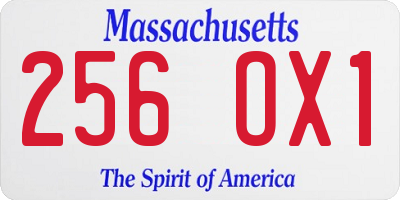 MA license plate 256OX1