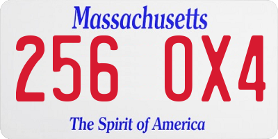 MA license plate 256OX4