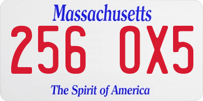 MA license plate 256OX5