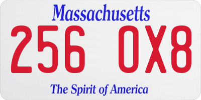 MA license plate 256OX8