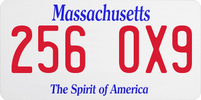 MA license plate 256OX9