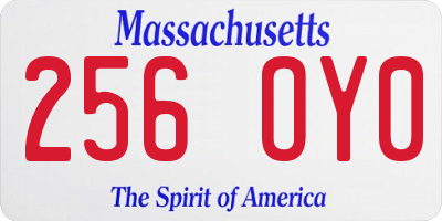 MA license plate 256OY0