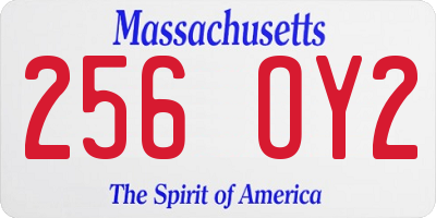 MA license plate 256OY2