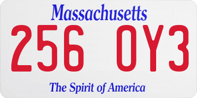 MA license plate 256OY3