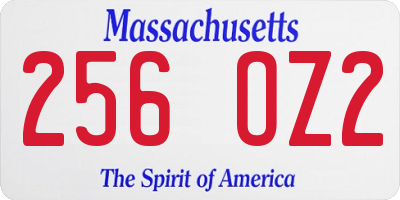 MA license plate 256OZ2