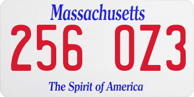 MA license plate 256OZ3