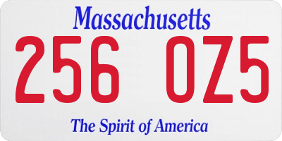 MA license plate 256OZ5