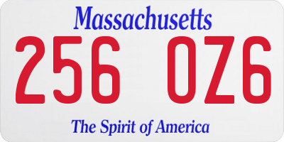 MA license plate 256OZ6