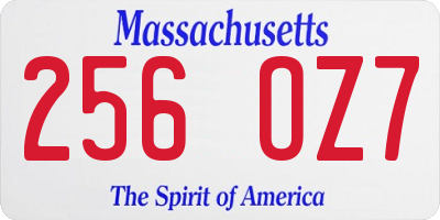 MA license plate 256OZ7