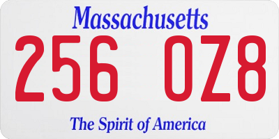 MA license plate 256OZ8