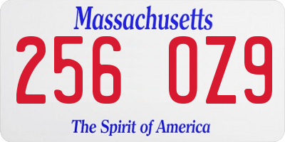 MA license plate 256OZ9