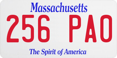 MA license plate 256PA0