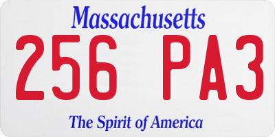 MA license plate 256PA3