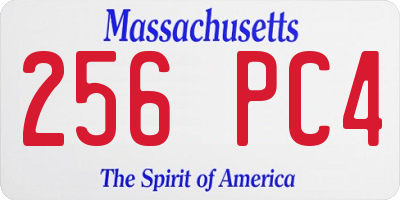 MA license plate 256PC4