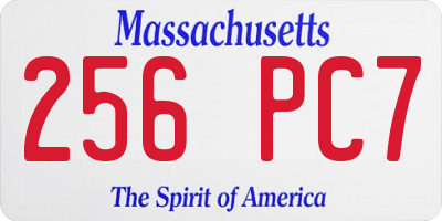 MA license plate 256PC7