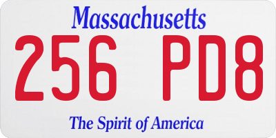 MA license plate 256PD8