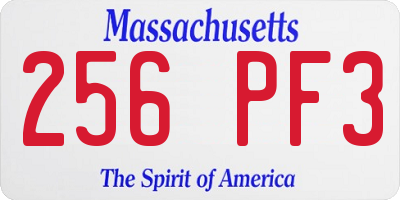 MA license plate 256PF3