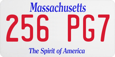 MA license plate 256PG7