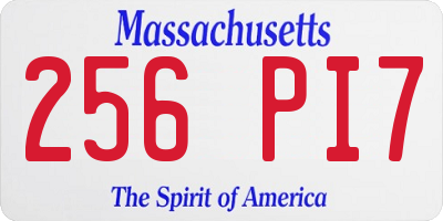 MA license plate 256PI7
