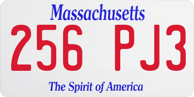 MA license plate 256PJ3