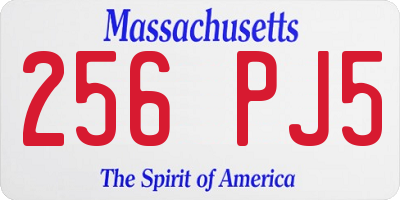 MA license plate 256PJ5