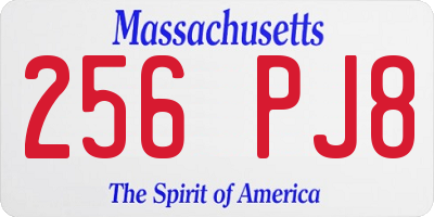 MA license plate 256PJ8