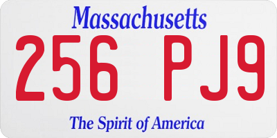 MA license plate 256PJ9