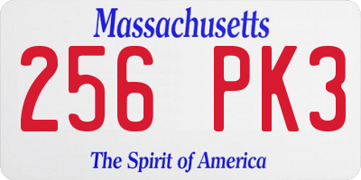 MA license plate 256PK3
