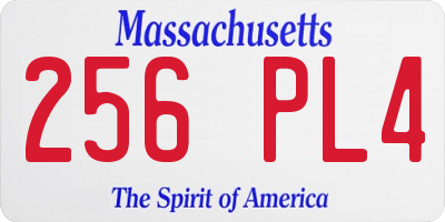 MA license plate 256PL4