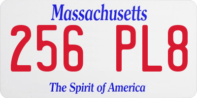 MA license plate 256PL8