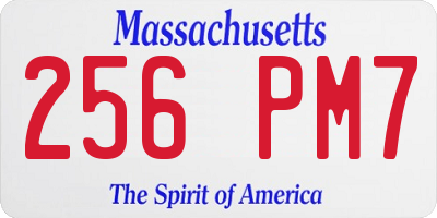 MA license plate 256PM7