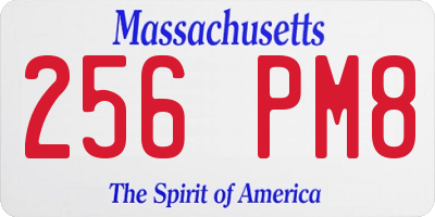 MA license plate 256PM8