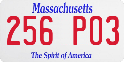 MA license plate 256PO3