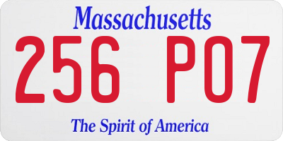 MA license plate 256PO7