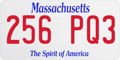 MA license plate 256PQ3