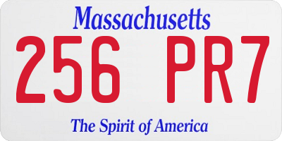 MA license plate 256PR7