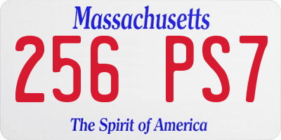 MA license plate 256PS7