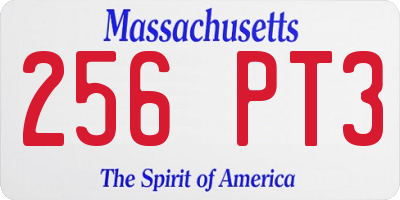 MA license plate 256PT3