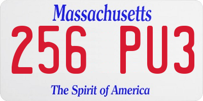 MA license plate 256PU3
