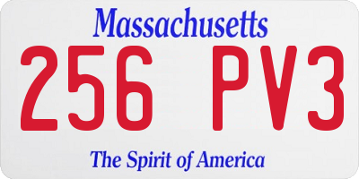 MA license plate 256PV3