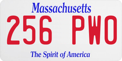 MA license plate 256PW0