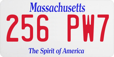 MA license plate 256PW7