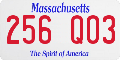 MA license plate 256QO3