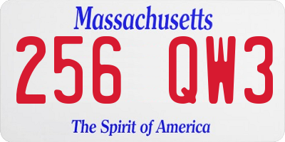 MA license plate 256QW3