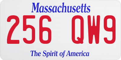 MA license plate 256QW9