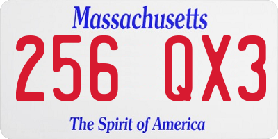 MA license plate 256QX3
