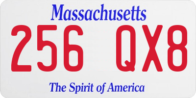 MA license plate 256QX8